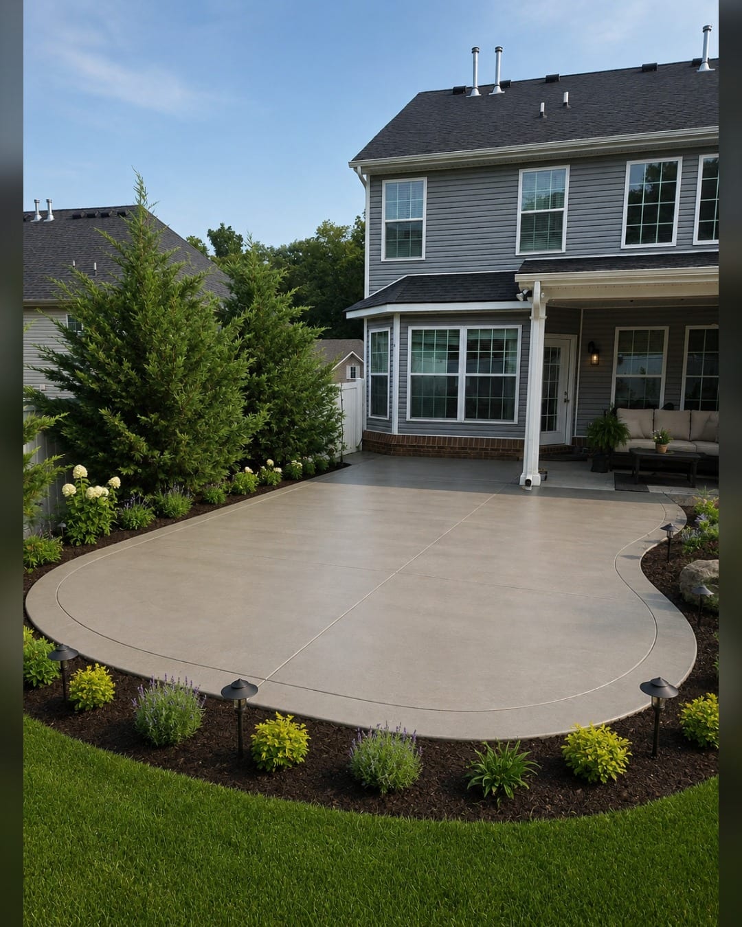 Finished backyard concrete patio