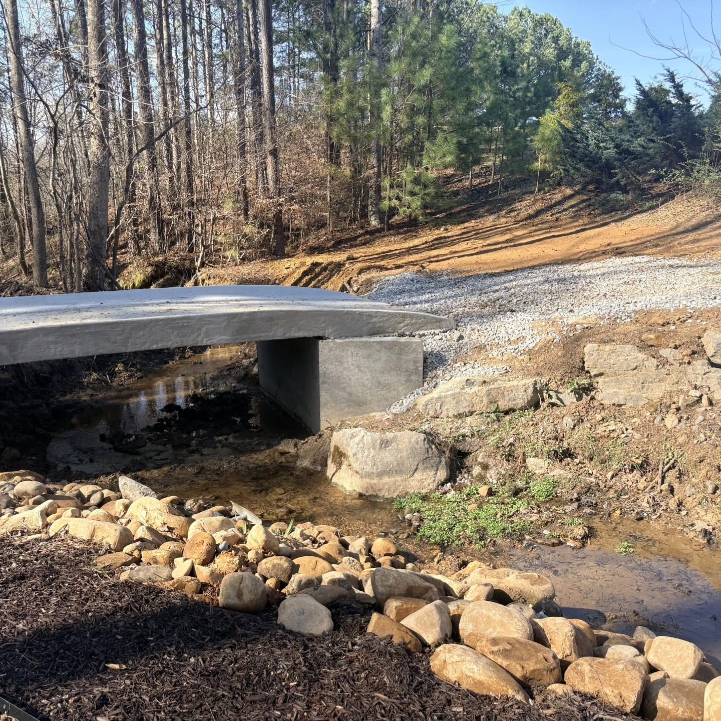 Drainage crossing and retaining wall work